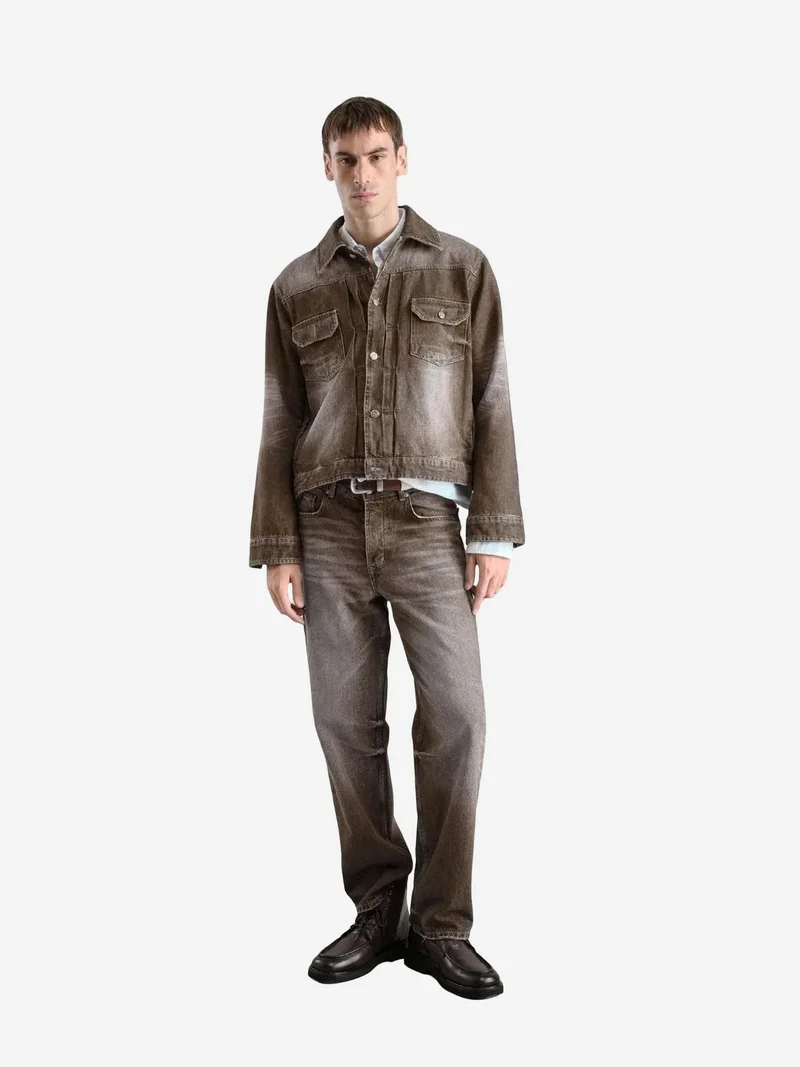 Giesto Beaver Brown GIESTO Denim Jacket with Pockets for Men | Best Price UAE